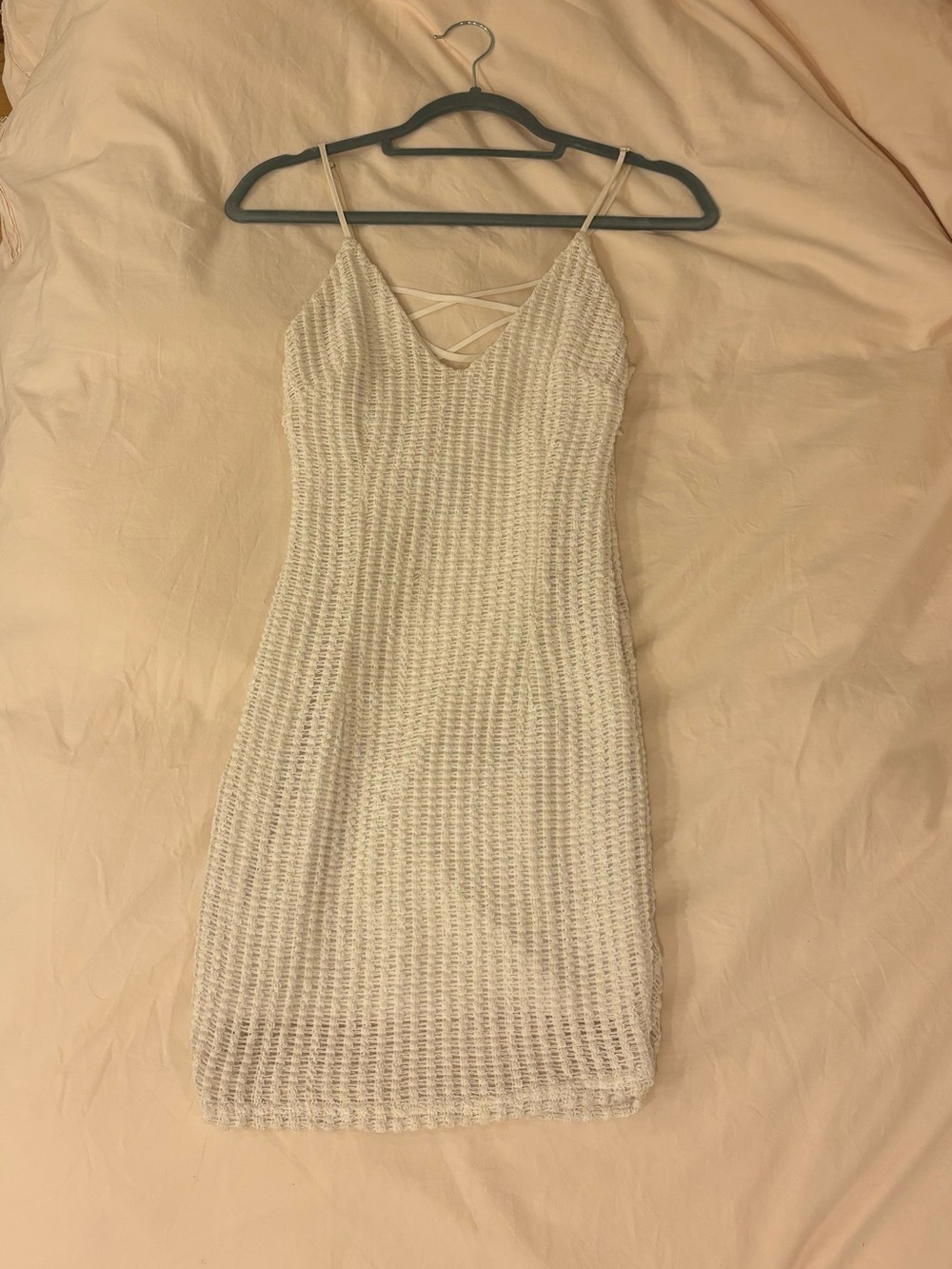 LF Cream Crochet Mini Dress